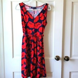 JONES NY FLORAL KNIT DRESS MEDIUM RED BLUE